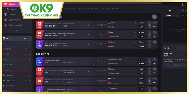 Trực tiếp các giải thể thao điện tử phát sóng ngay trên OK9